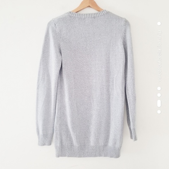 Sweater Project Panda Bear Sweater Crew Neck Silver Metallic Lurex Grey Black S - Picture 6 of 16